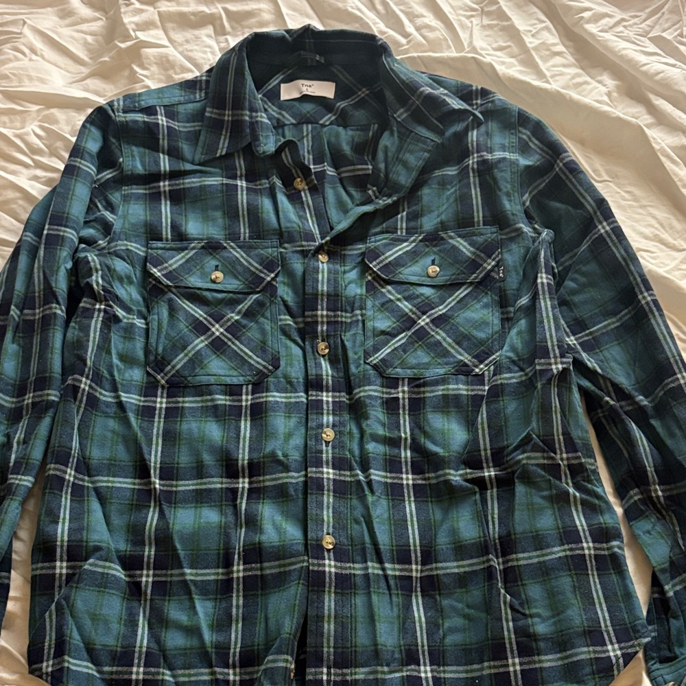 TNA Green Plaid Button-Up Shirt
